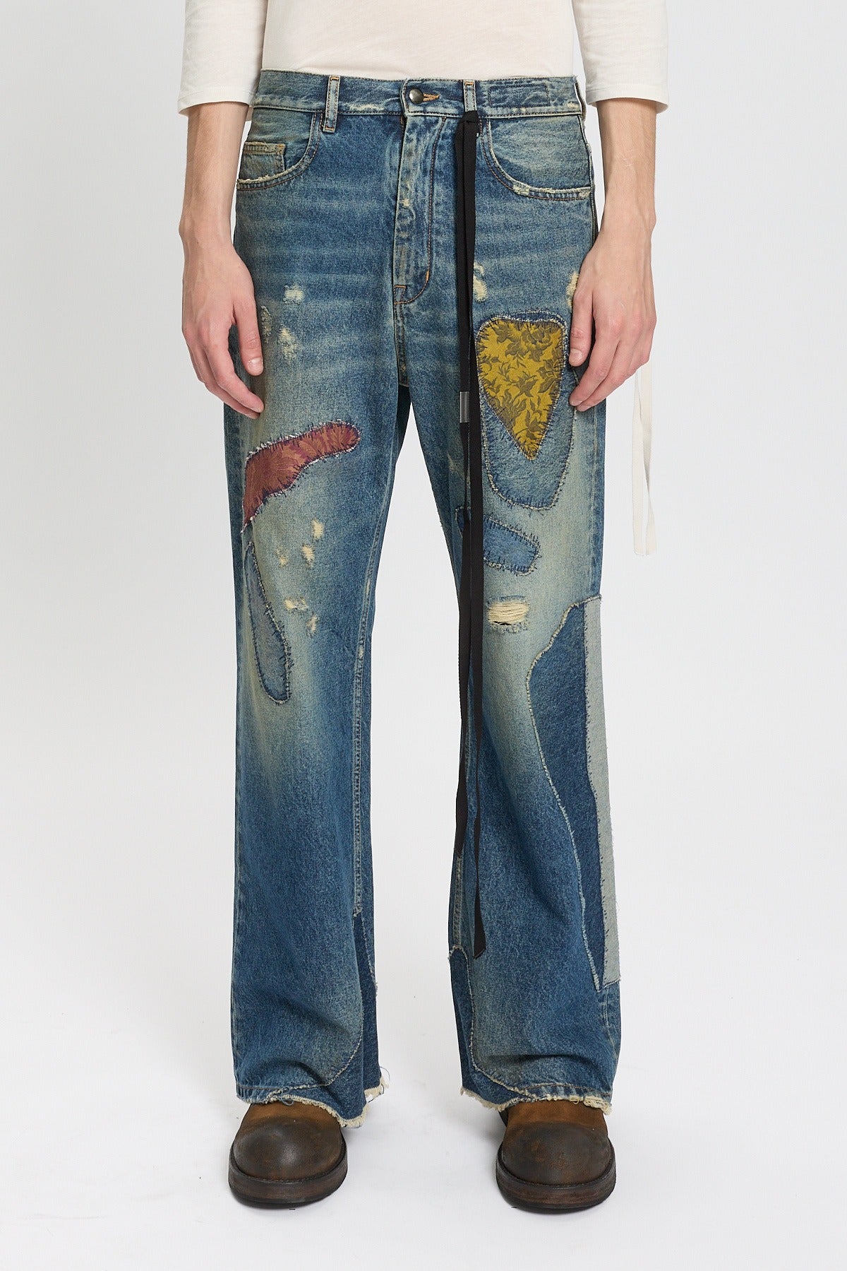 MODEST 5-POCKETS RELAXED FLARED TROUSERS VINTAGE BLUE