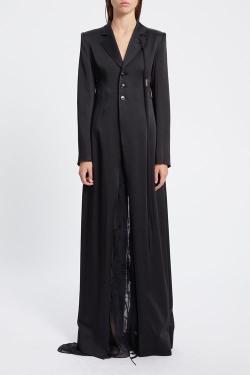 ABKE X-LONG OPEN FRONT FITTED COAT BLACK