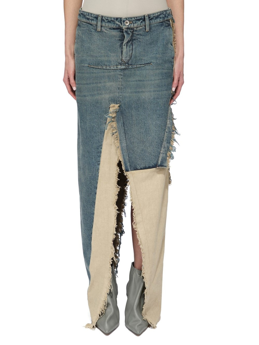 DENIM SLICED SKIRT DIRTY HUSTLER/NATURAL