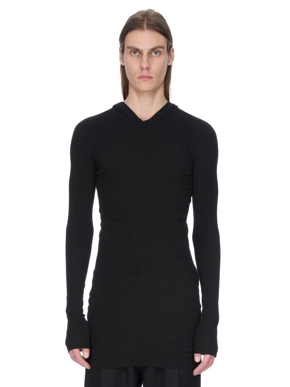 HOODED RIB LS T BLACK