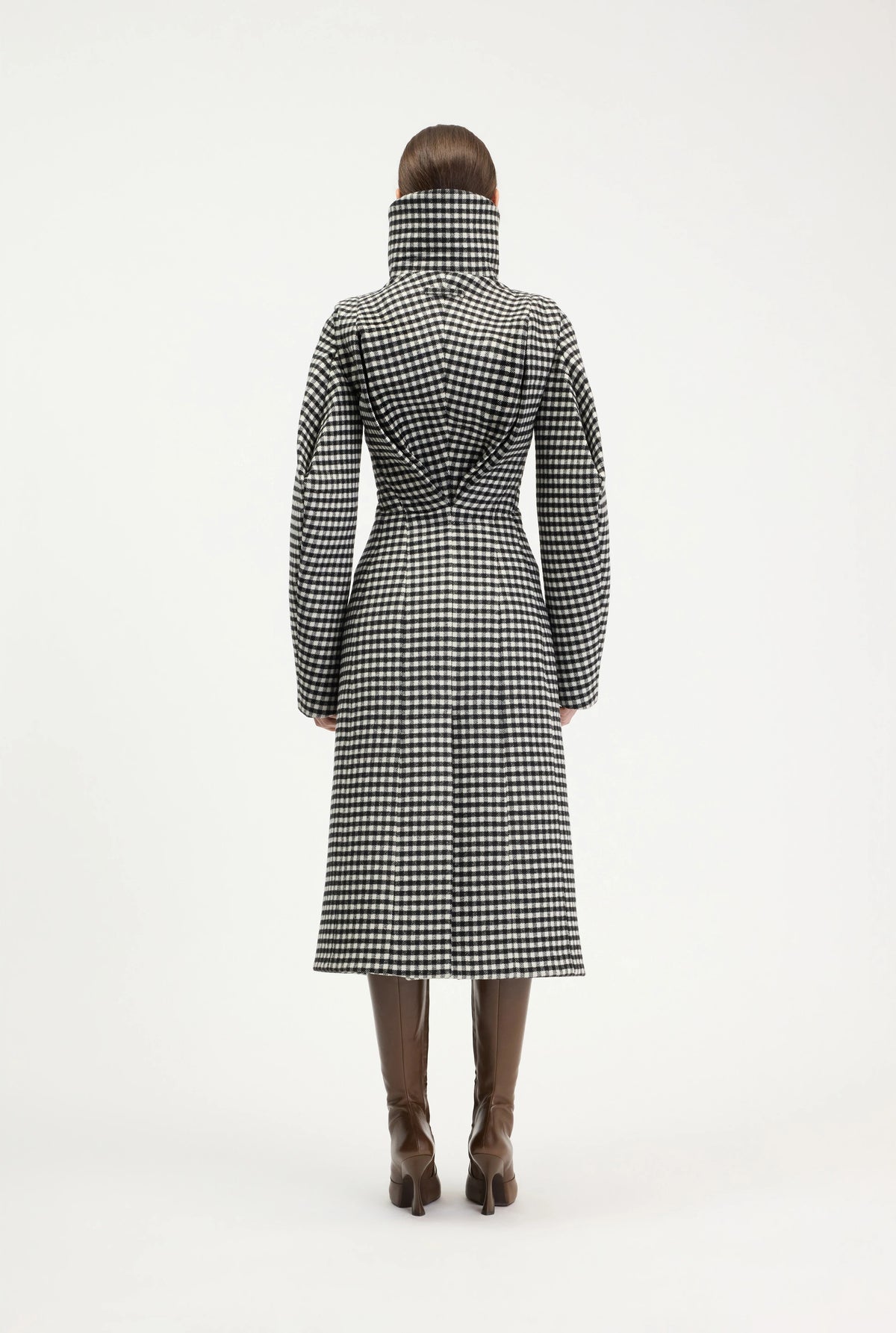 CHECK NEOPRENE PLEATED COAT BLACK/WHITE