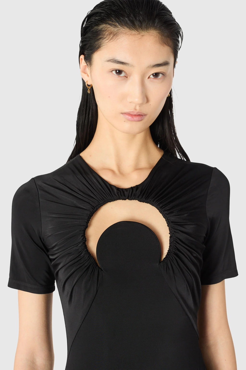 MOON HOLE LONG DRESS BLACK