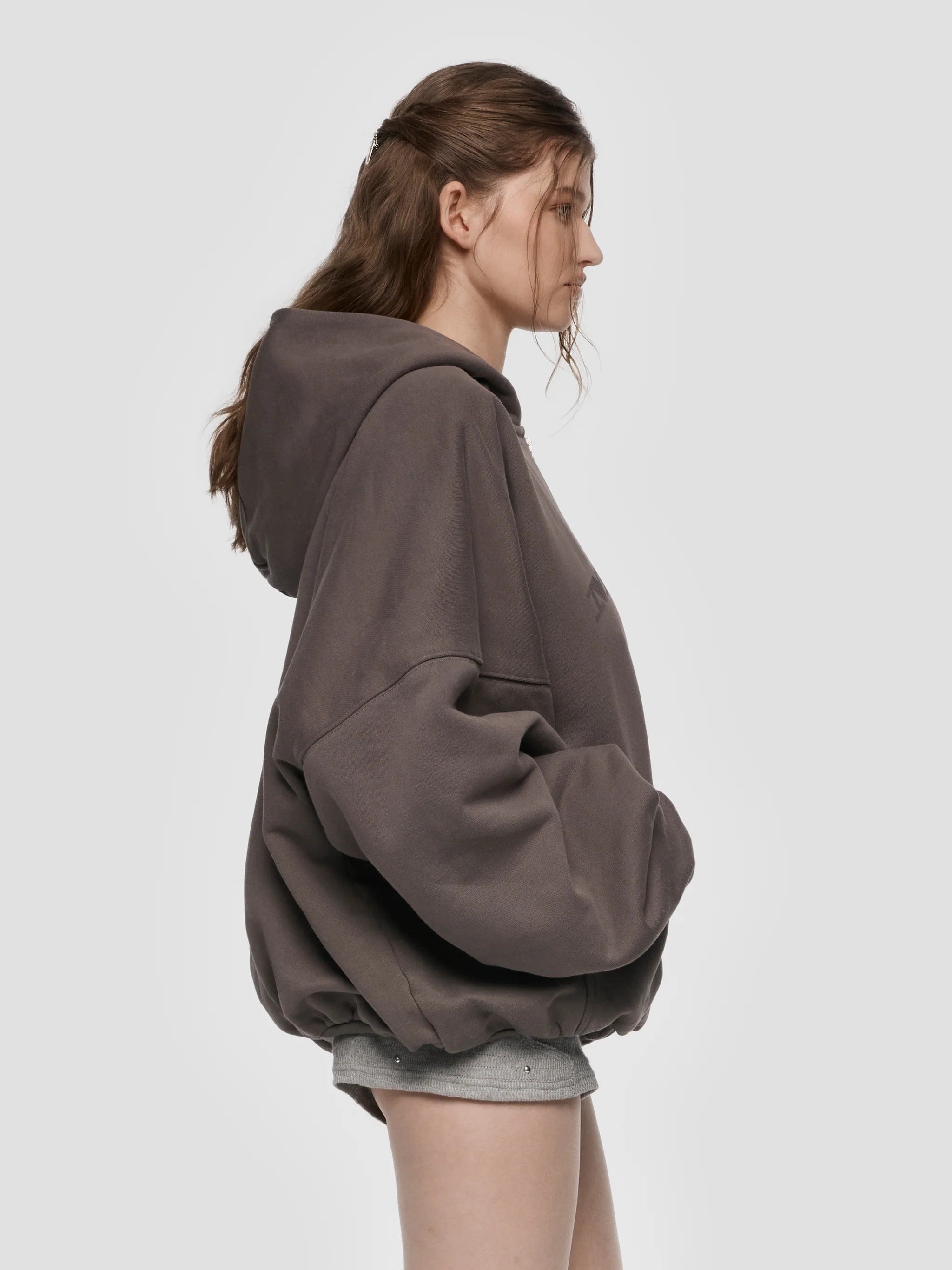 INFLATED MBH DEVIL ZIPPED HOODIE WASHED GREY