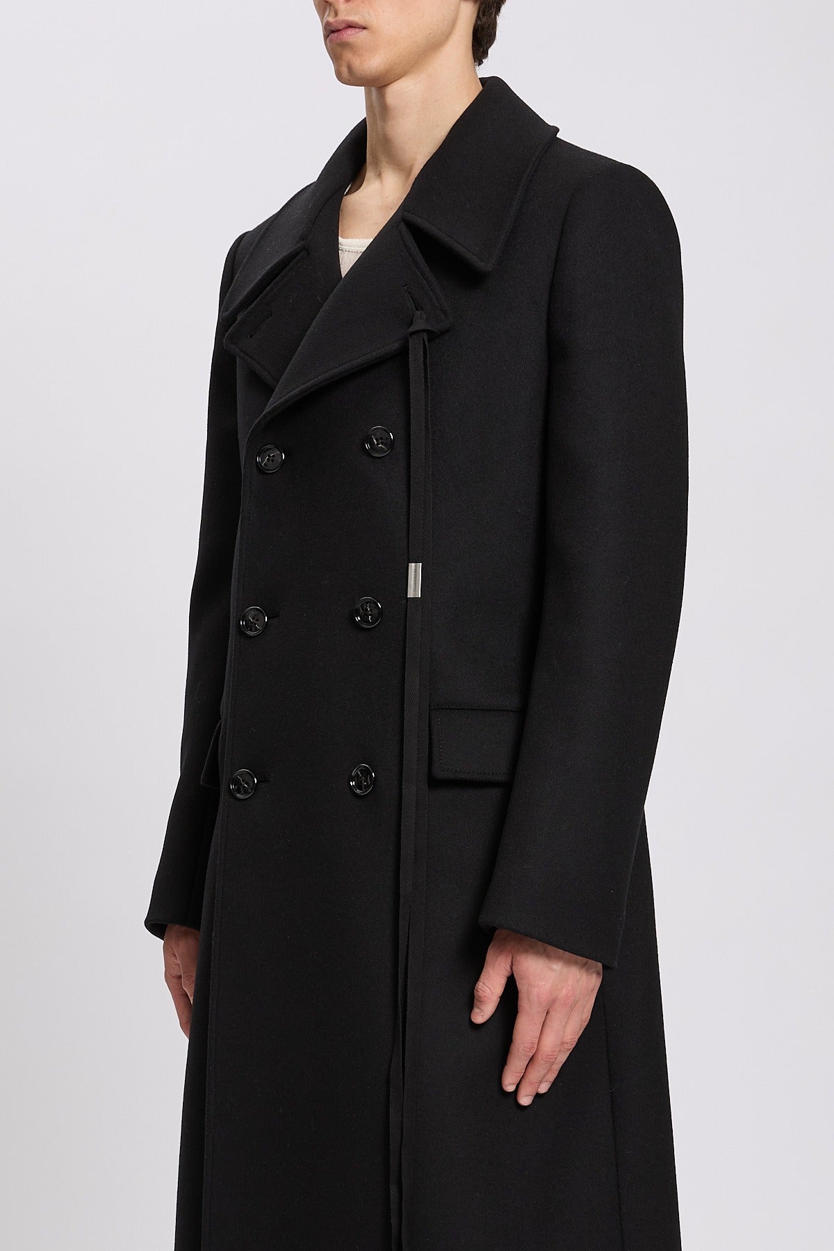 MILES LONG FITTED DOUBLE BREASTED COAT BLACK