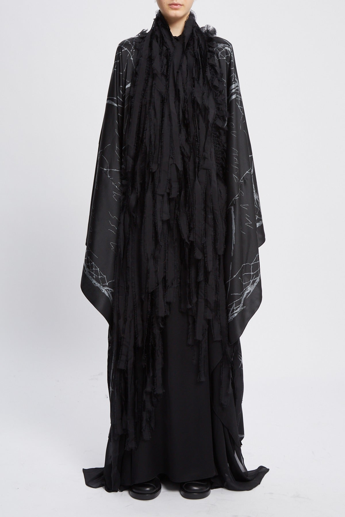 FORA MACRAME' EMBROIDERY ROBE BLACK/GREY