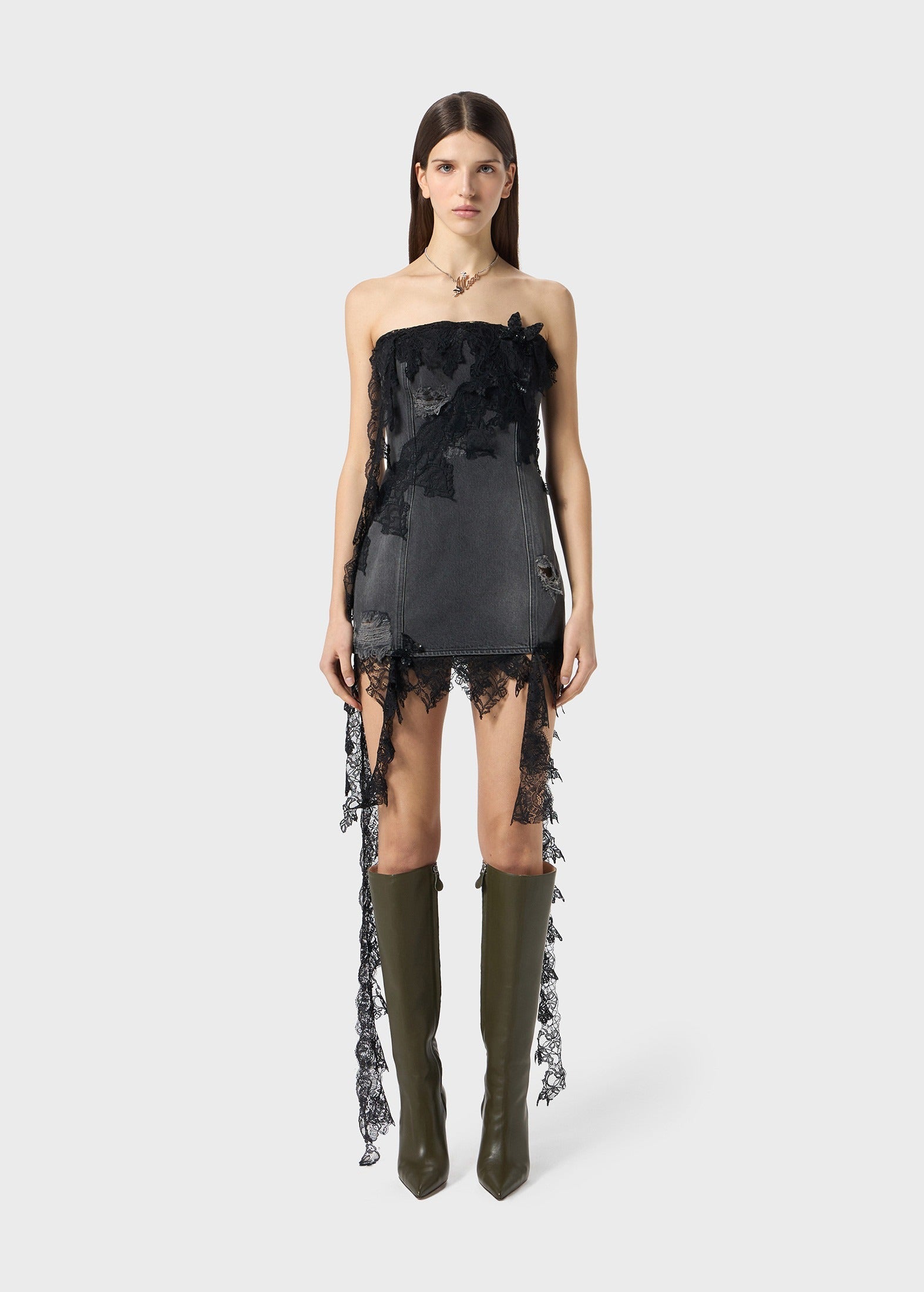 BLUMARINE - DENIM W/LACE DRESS LABSTORE WORLD BLUMARINE - DENIM W/LACE DRESS LABSTORE WORLD