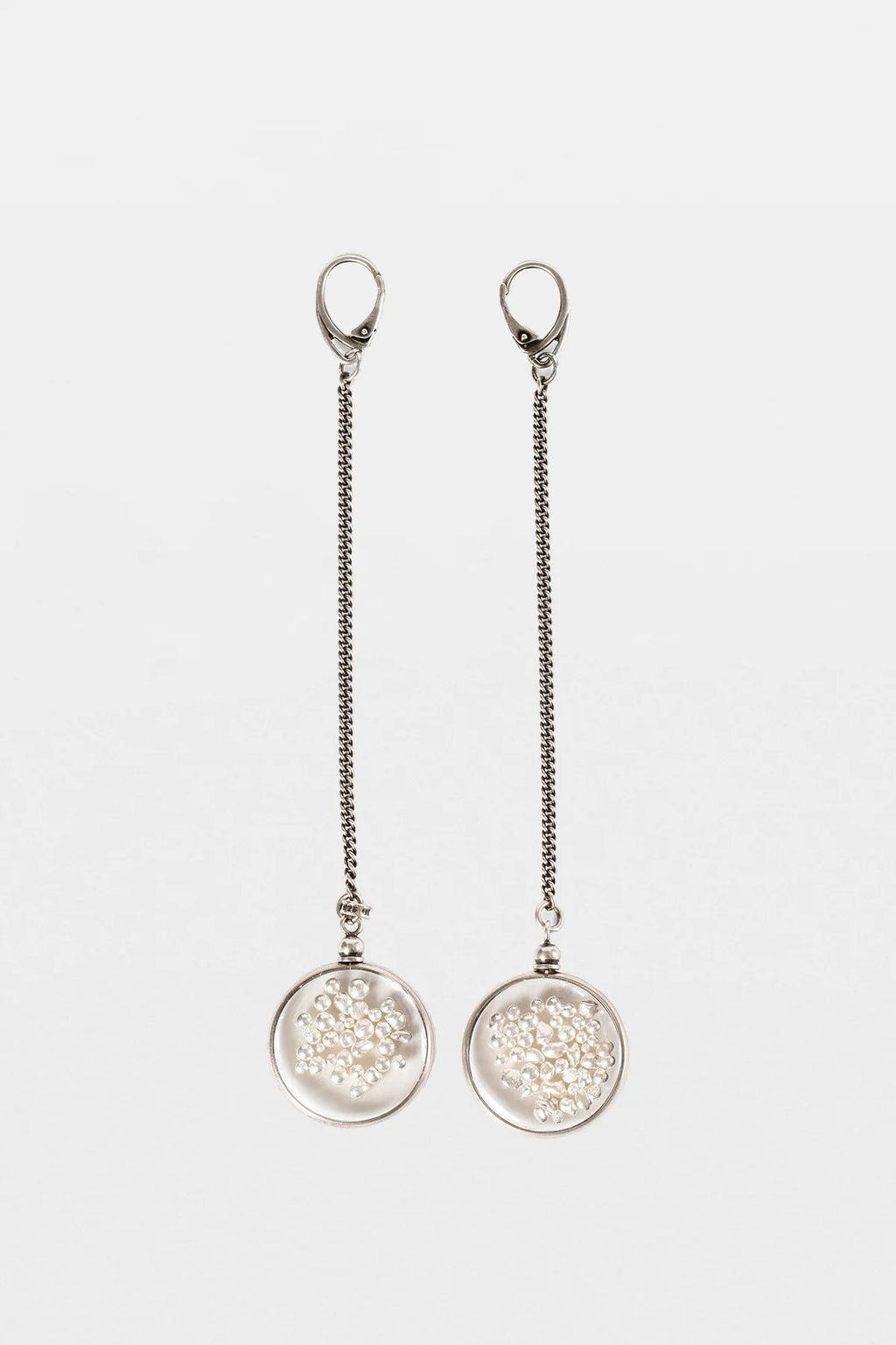 BILHA MEDAILLON EARRINGS AND LITTLE BALLS ANTIQUE SILVER