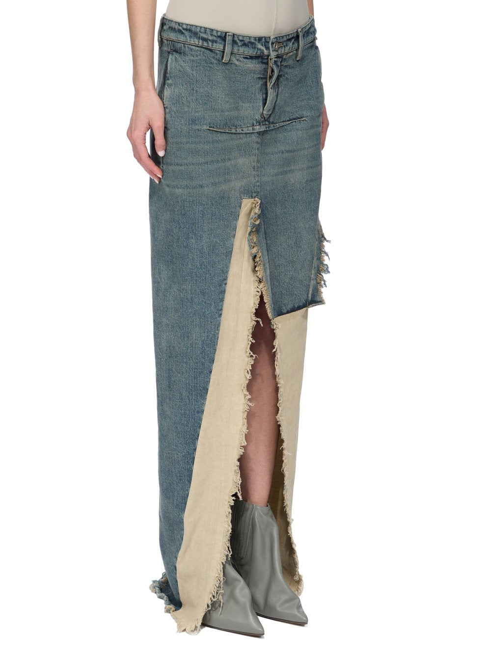 DENIM SLICED SKIRT DIRTY HUSTLER/NATURAL