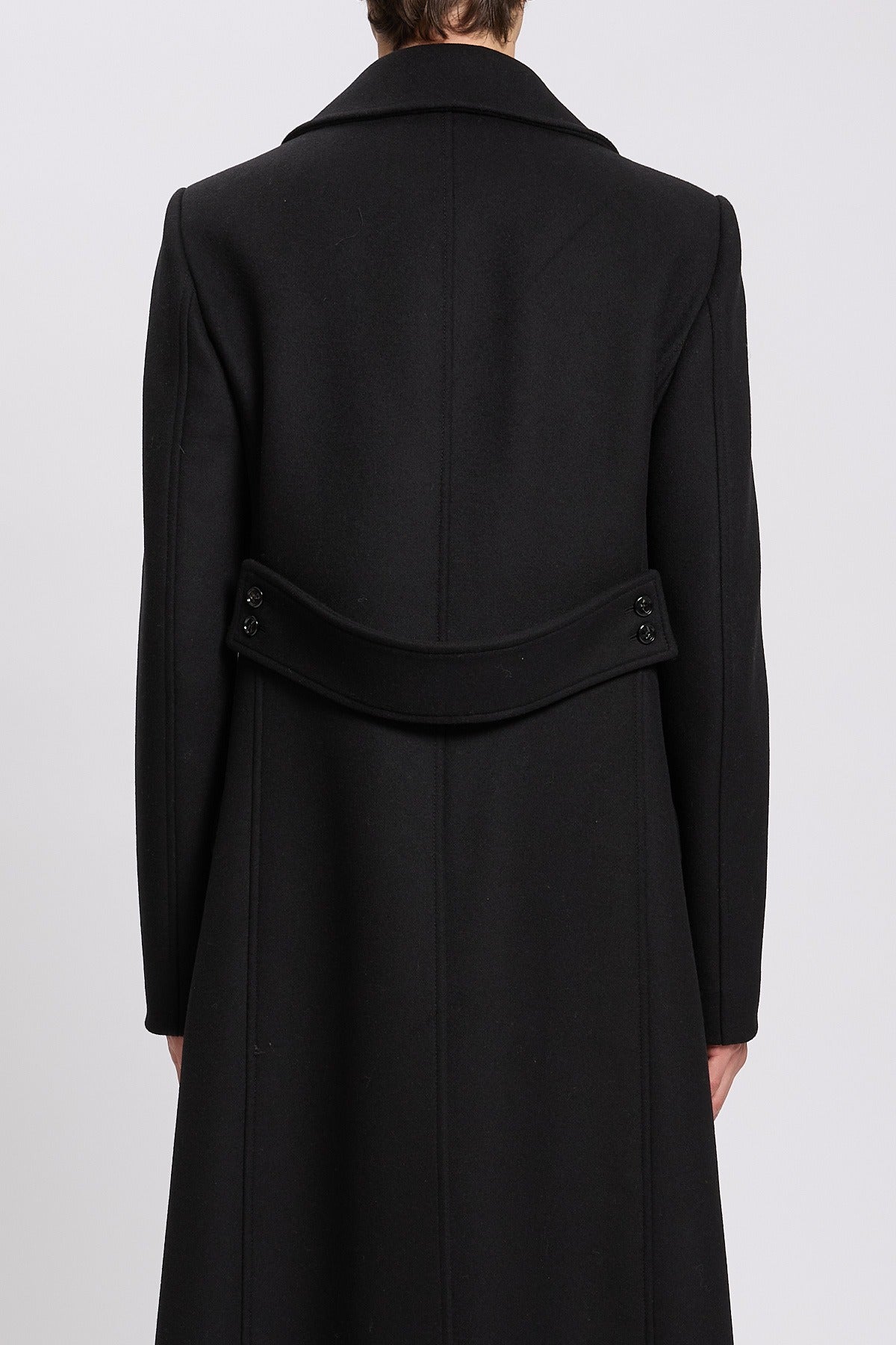 MILES LONG FITTED DOUBLE BREASTED COAT BLACK