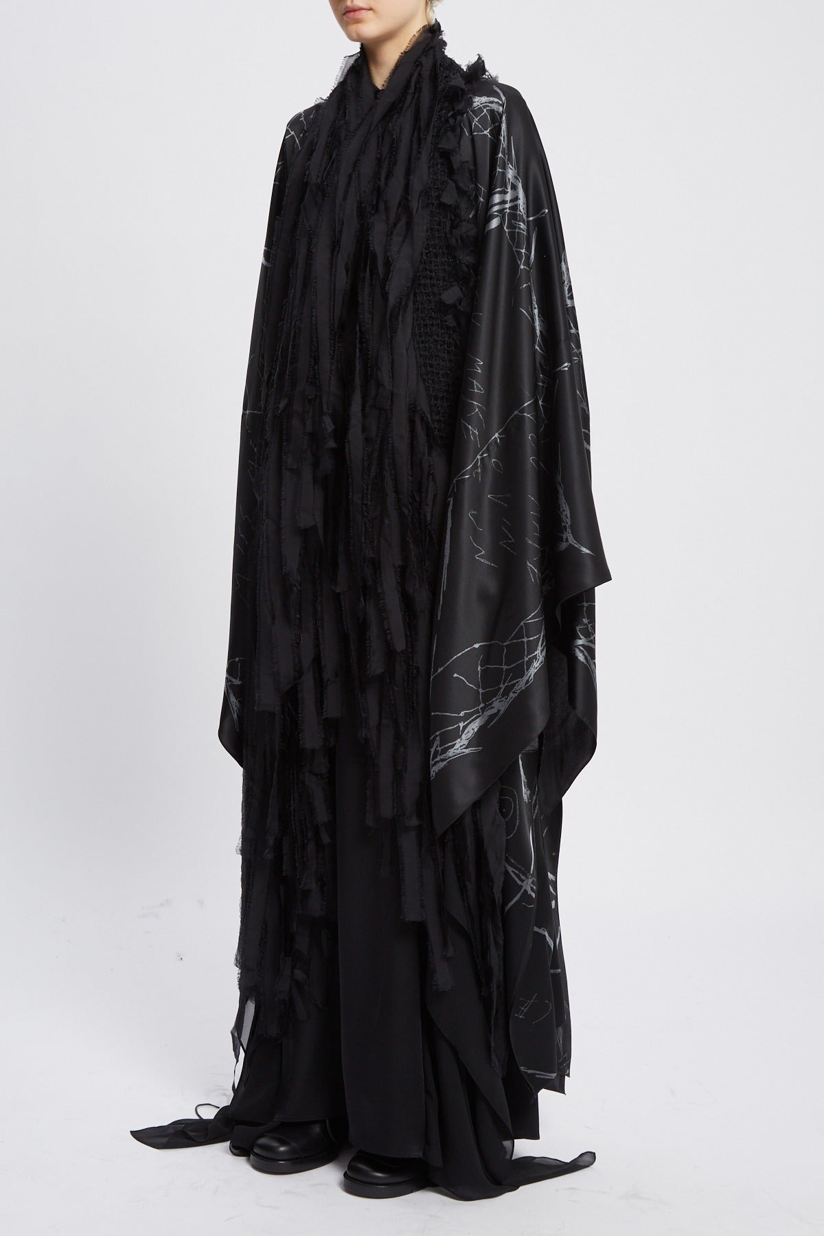 FORA MACRAME' EMBROIDERY ROBE BLACK/GREY