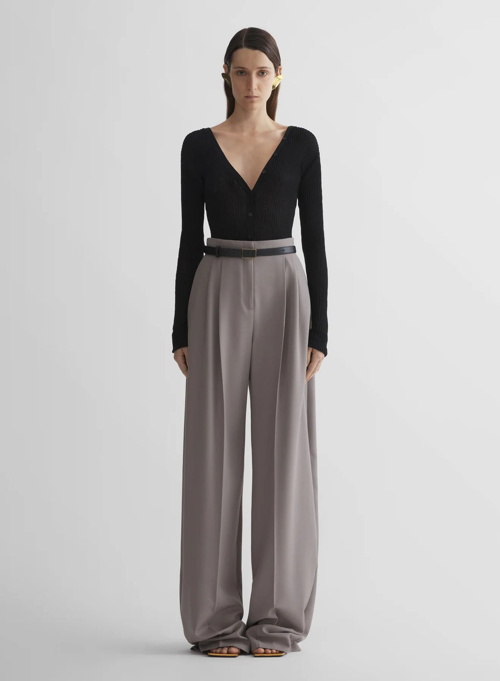 HIGH WAIST MASCULINE STRAIGHT PANTS GREY