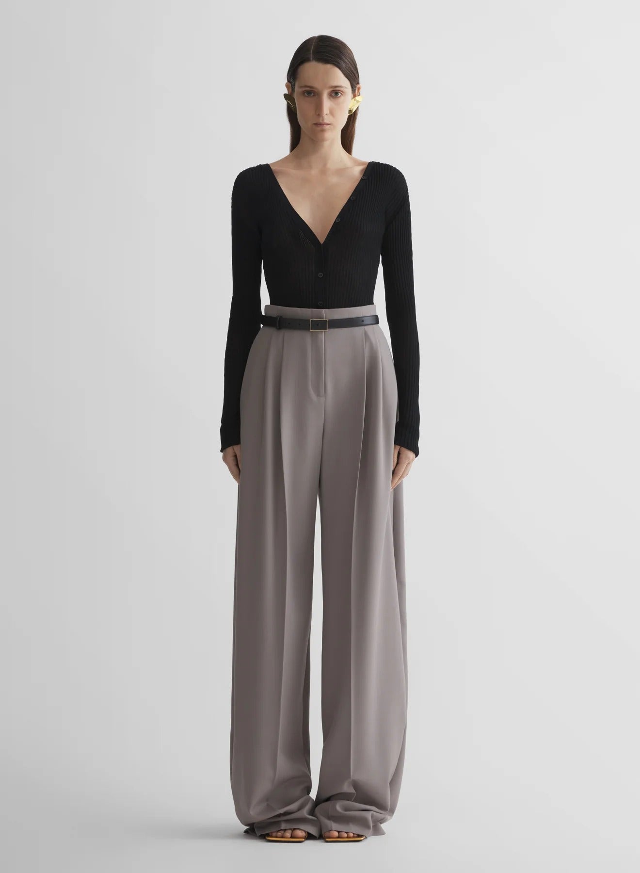 HIGH WAIST MASCULINE STRAIGHT PANTS GREY