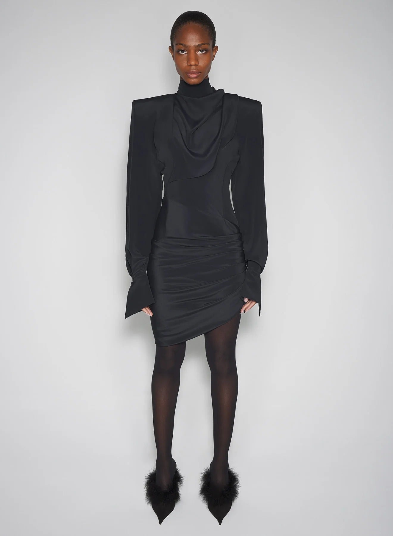 BIG SHOULDER FLOU DRESS