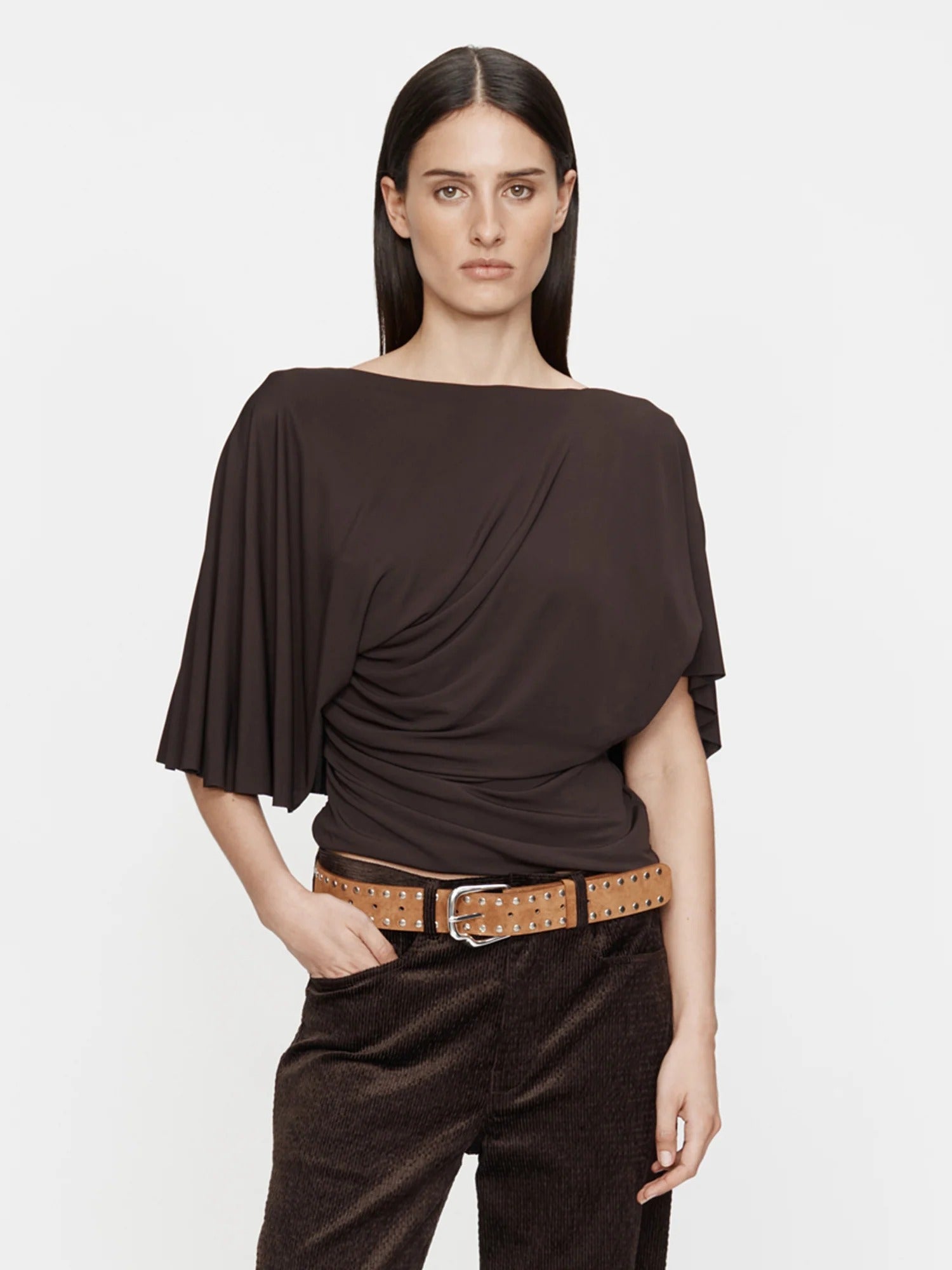 FLUTED JERSEY TOP