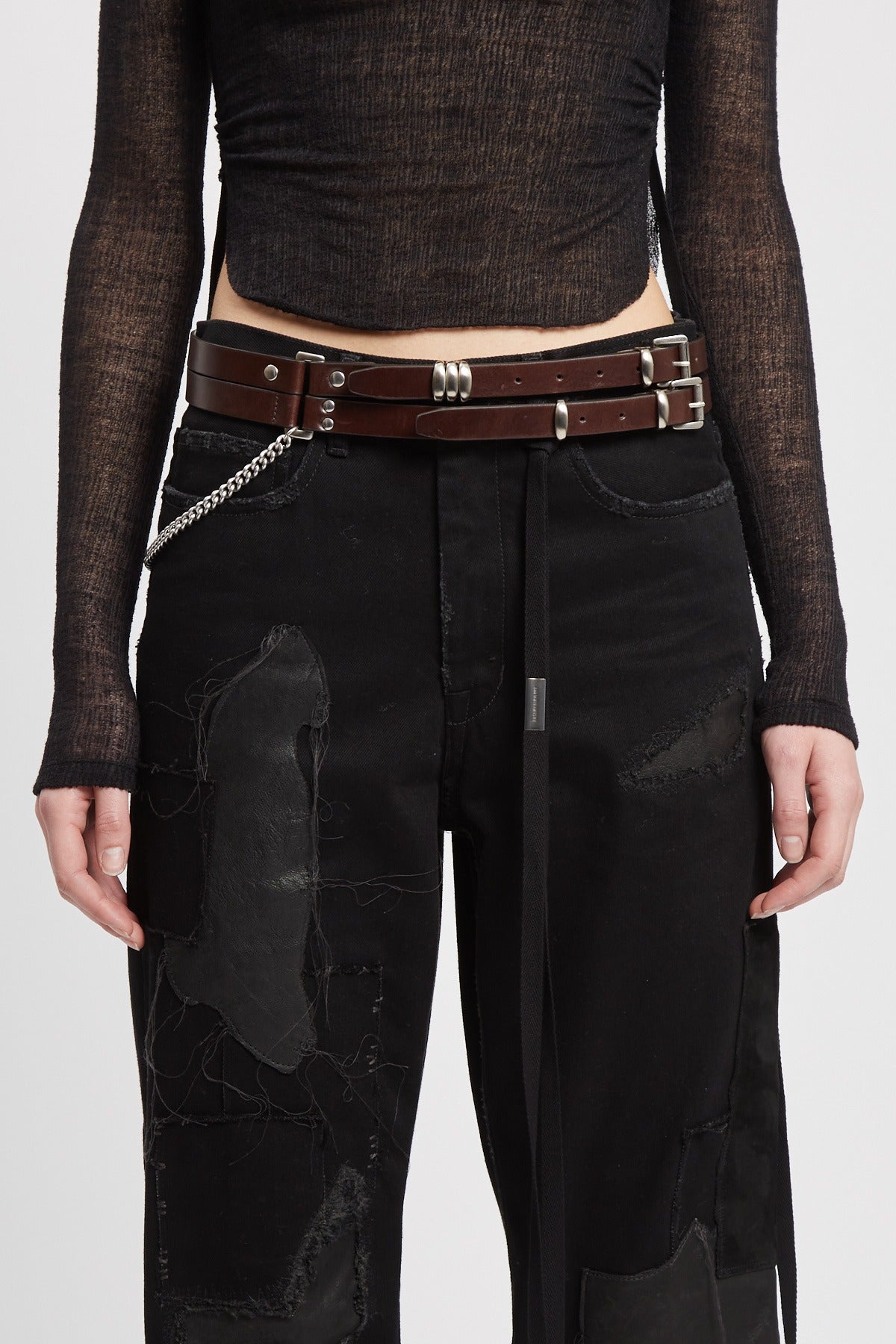 LUEN 4 CM MULTI BELT DARK BROWN