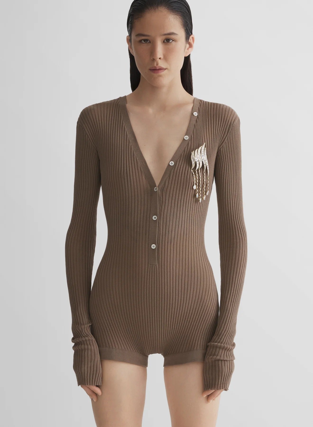 KNIT BODYSUIT TAUPE