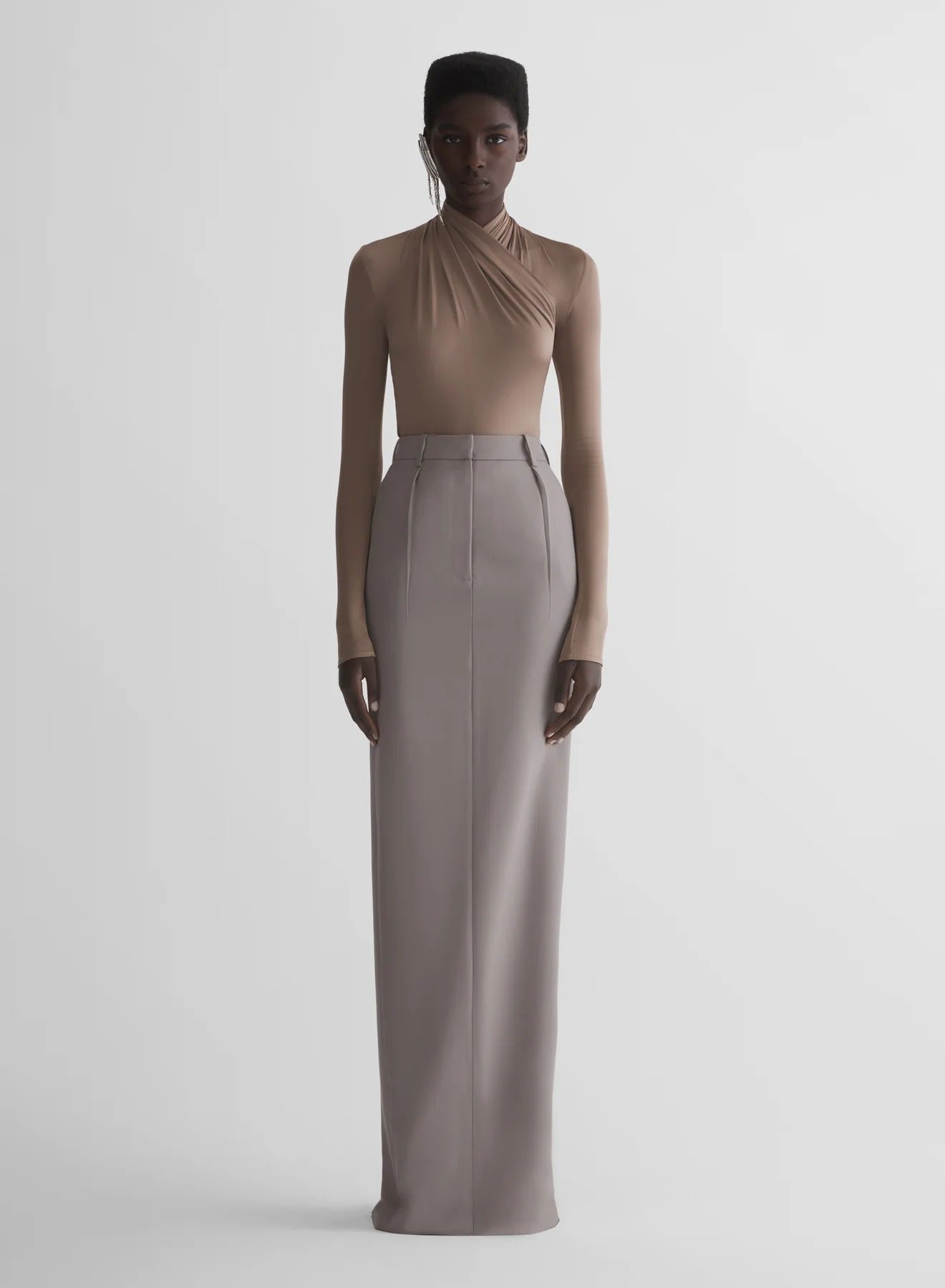 LONG TAILORED SKIRT GREY
