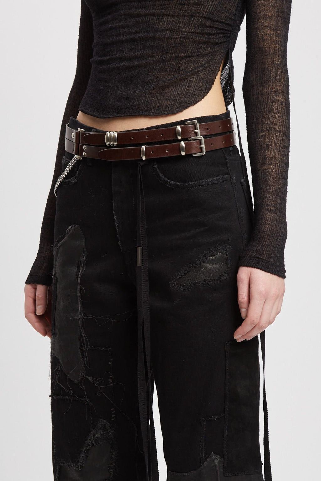 LUEN 4 CM MULTI BELT DARK BROWN