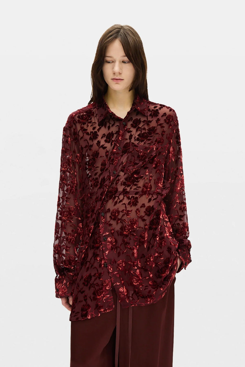 ELISABETH SHIRT ROSES CRIMSON
