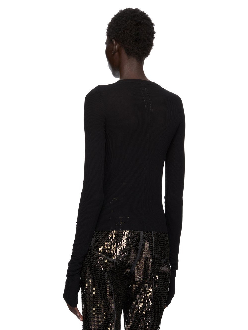 CROPPED RIB LS T BLACK