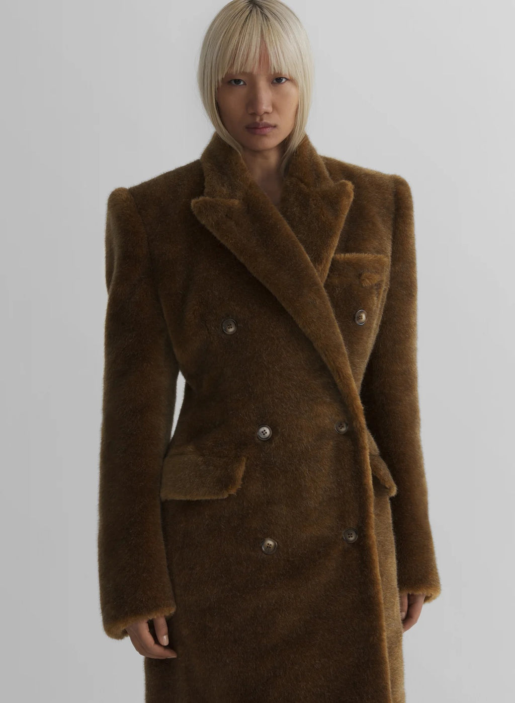 MASCULINE DOUBLE BREASTED COAT BROWN