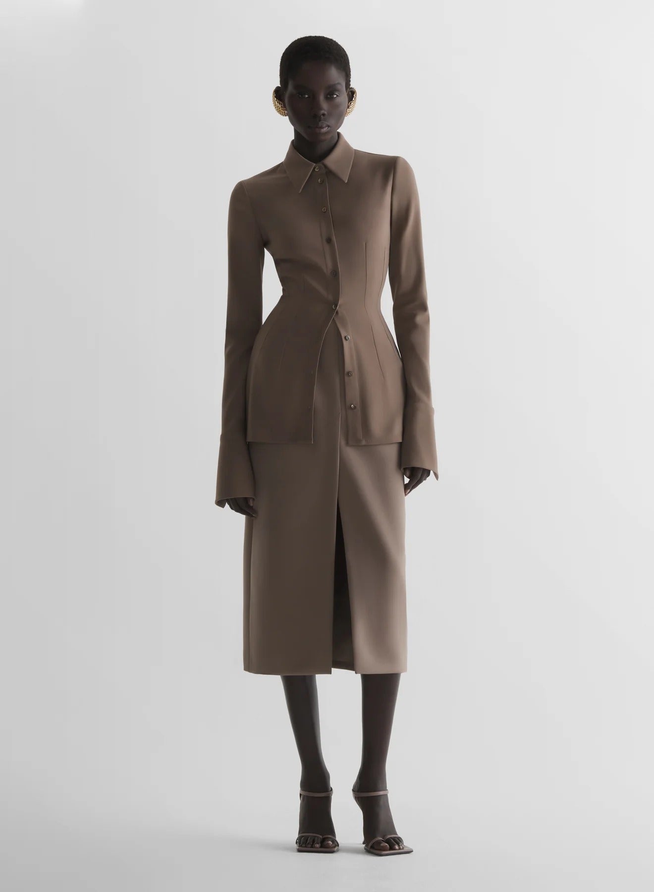 TAILORED SHIRT DARK TAUPE