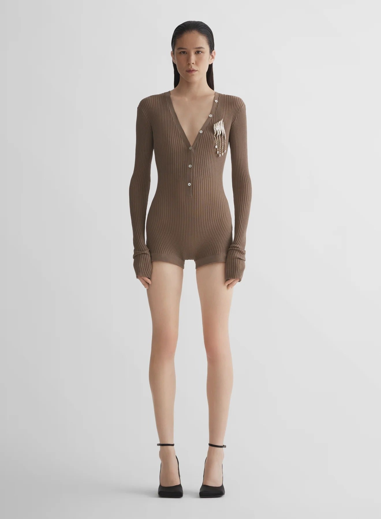 KNIT BODYSUIT TAUPE