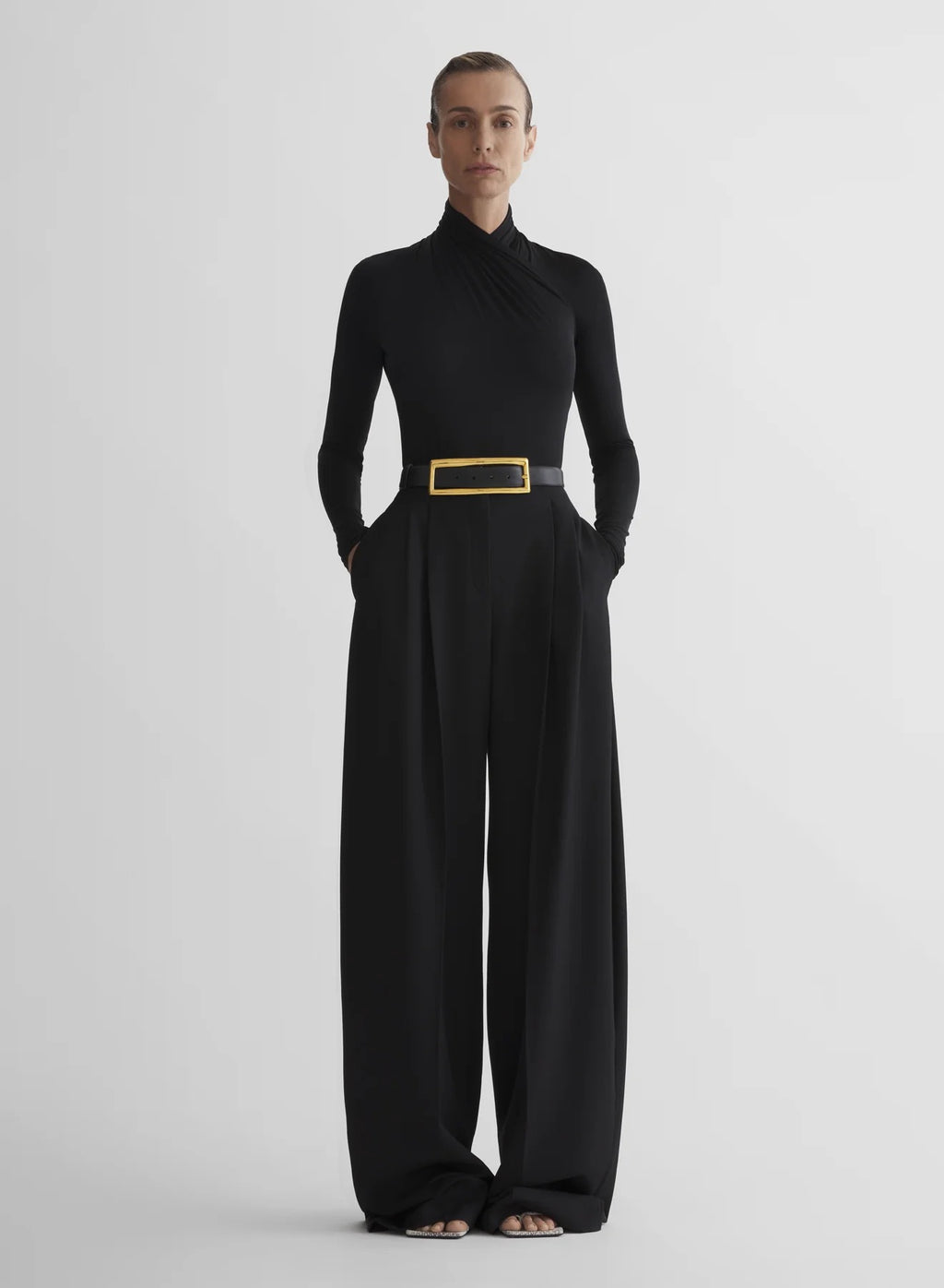 HIGH WAIST MASCULINE STRAIGHT PANTS BLACK