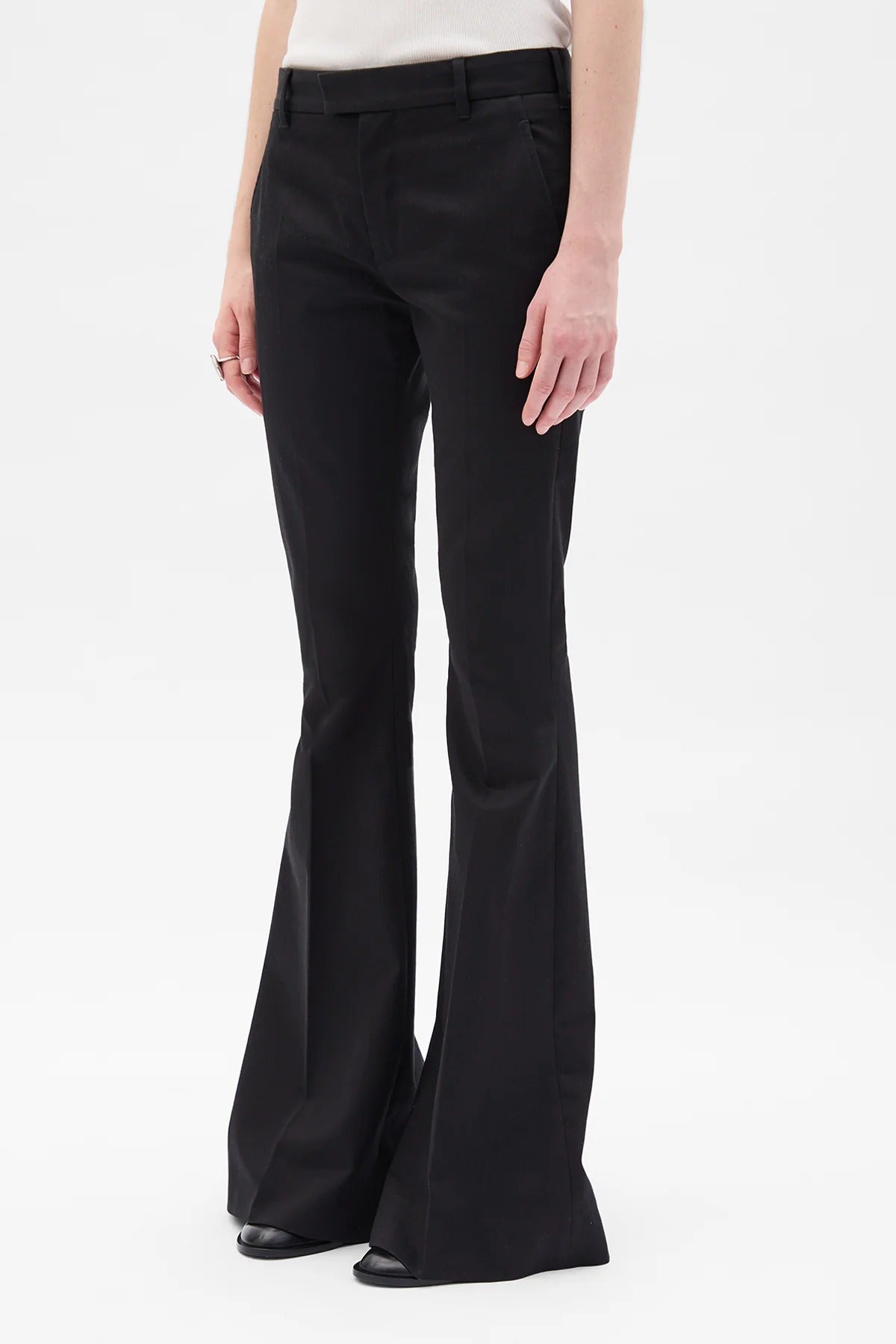 ADRI BOOTCUT TROUSERS COTTON TWILL BLACK