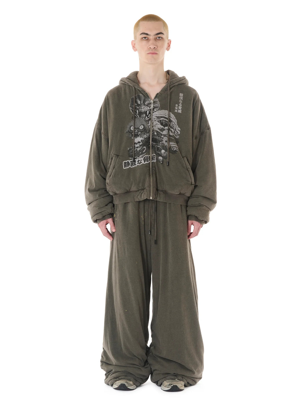 WADDED HOODIE WASHED BLACK