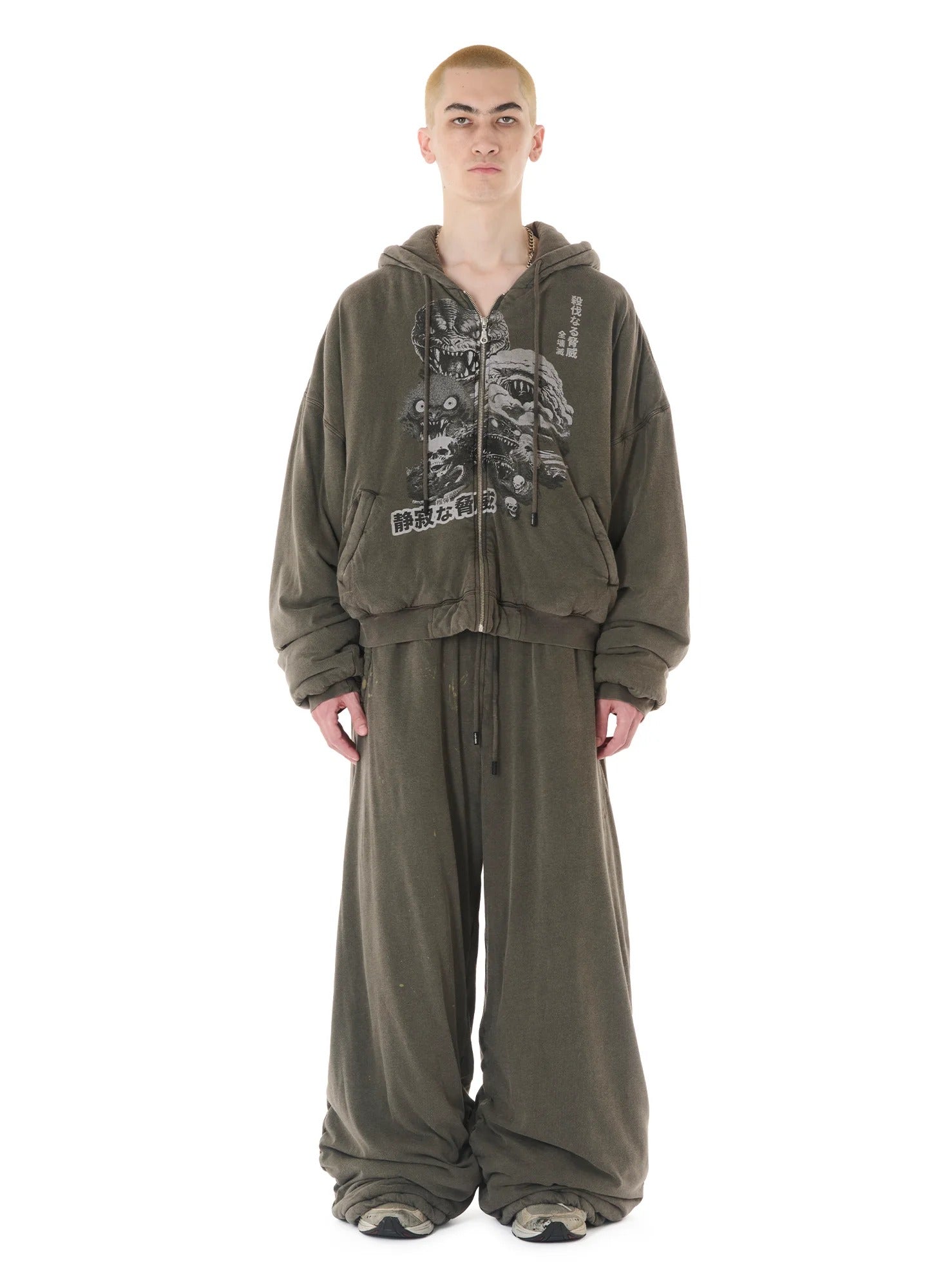 WADDED HOODIE WASHED BLACK