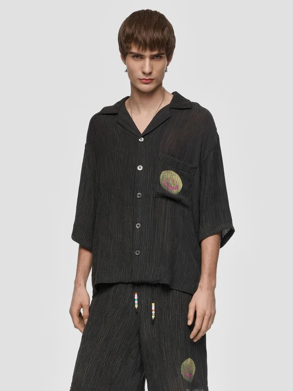 SMILE SHIRT WASHED BLACK