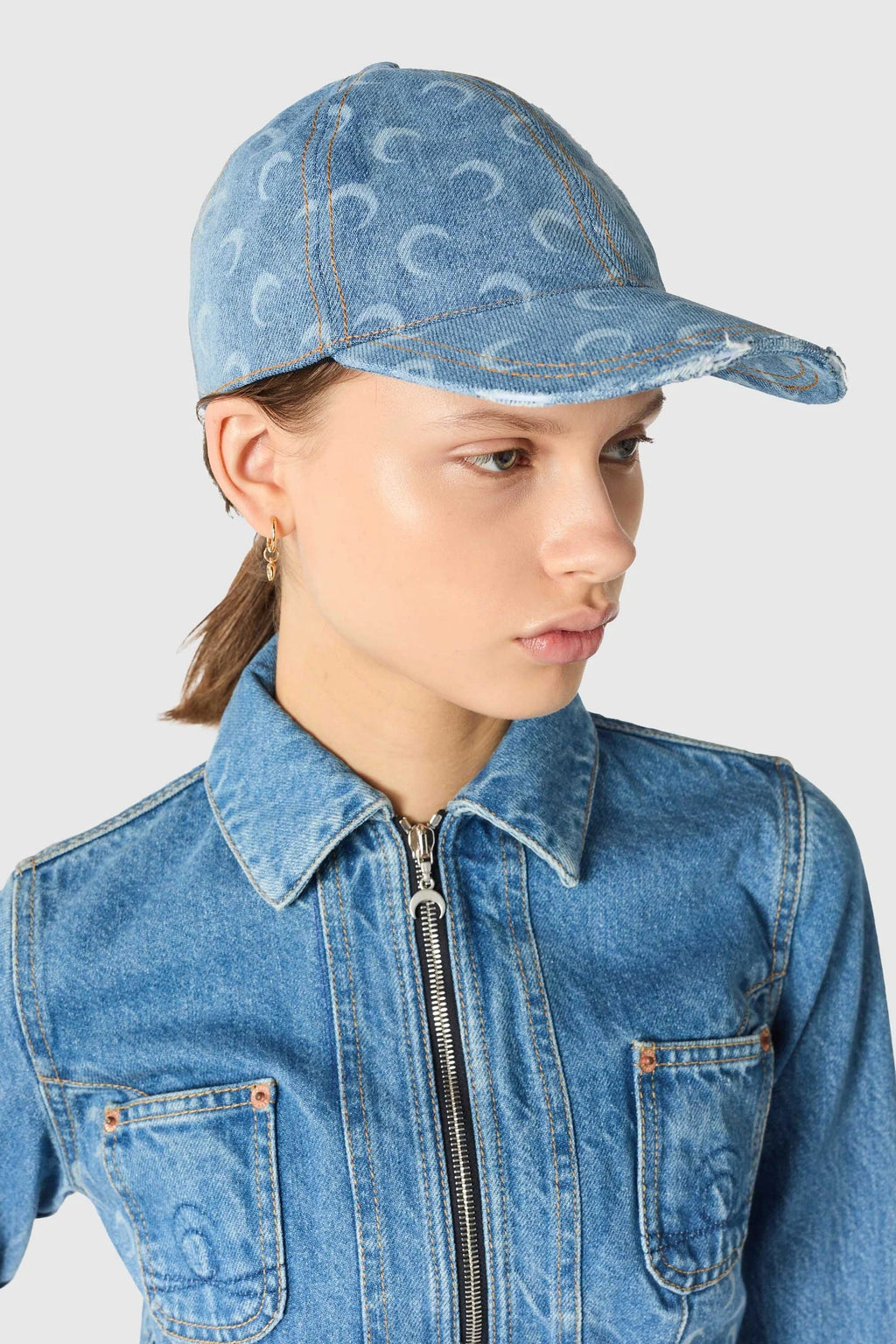 MOON DENIM BASEBALL CAP LIGHT BLUE
