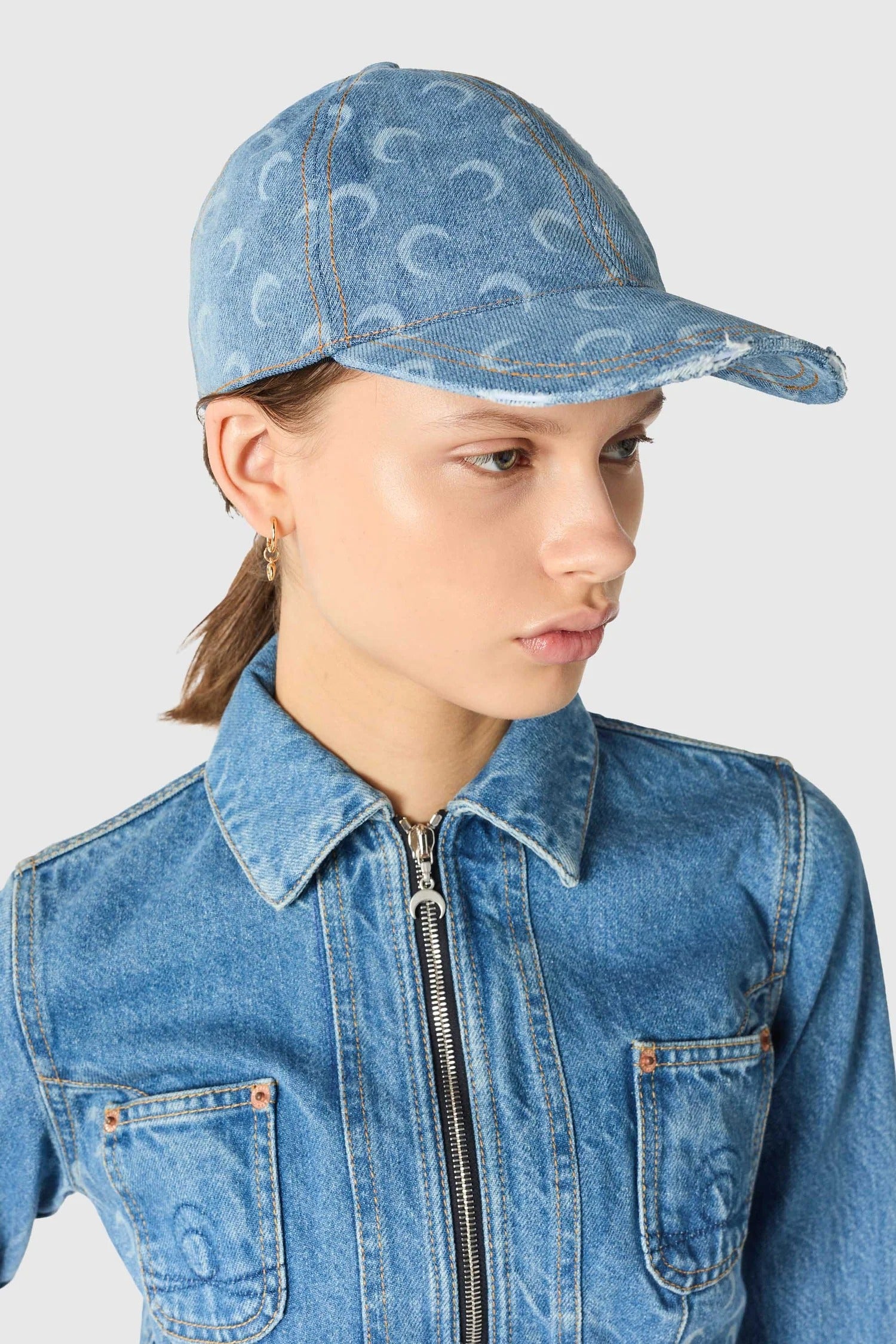 MOON DENIM BASEBALL CAP LIGHT BLUE
