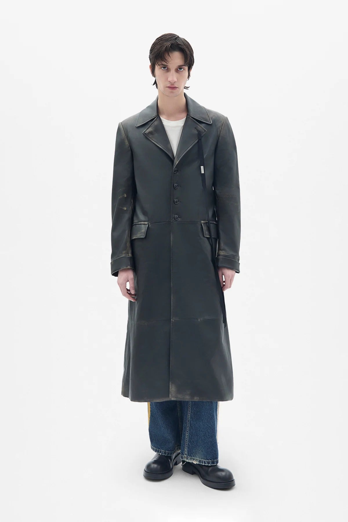 AILO X-LONG BELTED COAT BLACK/NUDE