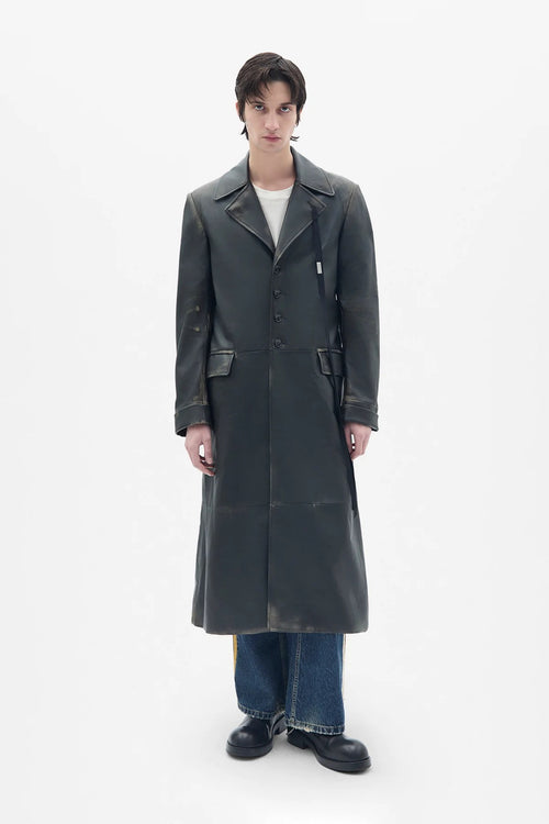 AILO X-LONG BELTED COAT BLACK/NUDE