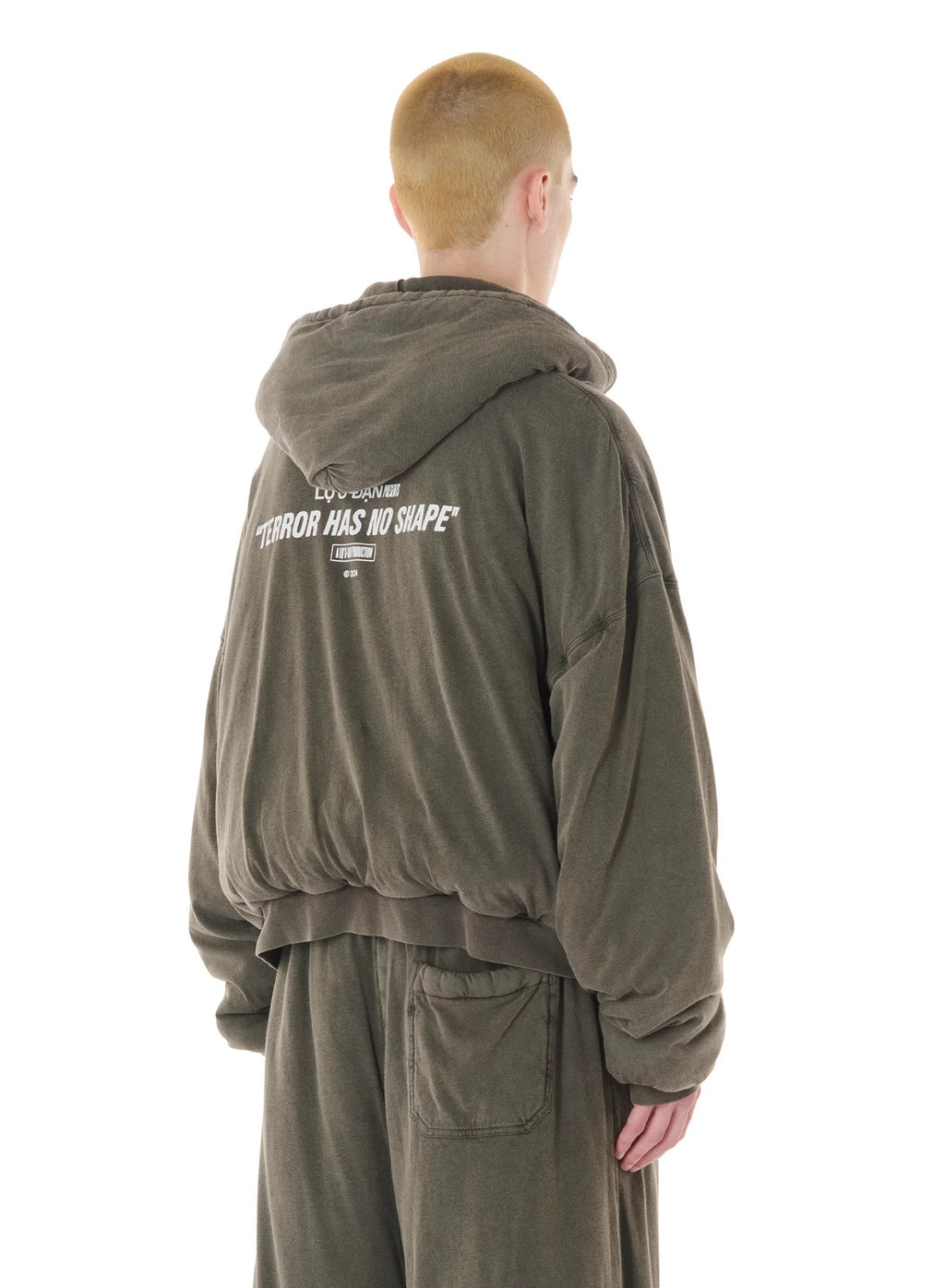 WADDED HOODIE WASHED BLACK