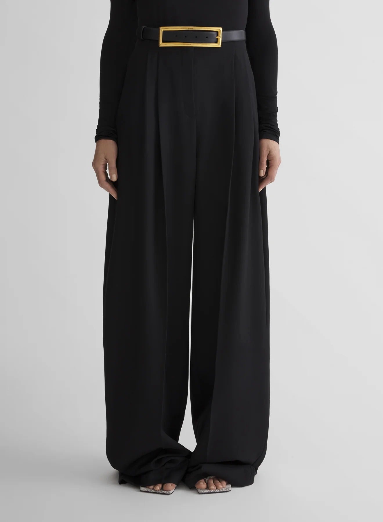 HIGH WAIST MASCULINE STRAIGHT PANTS BLACK