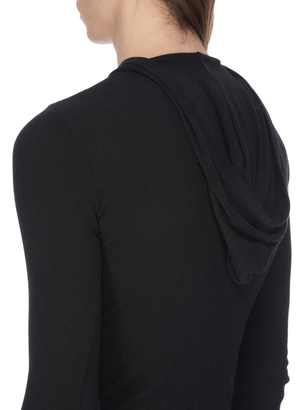 HOODED RIB LS T BLACK