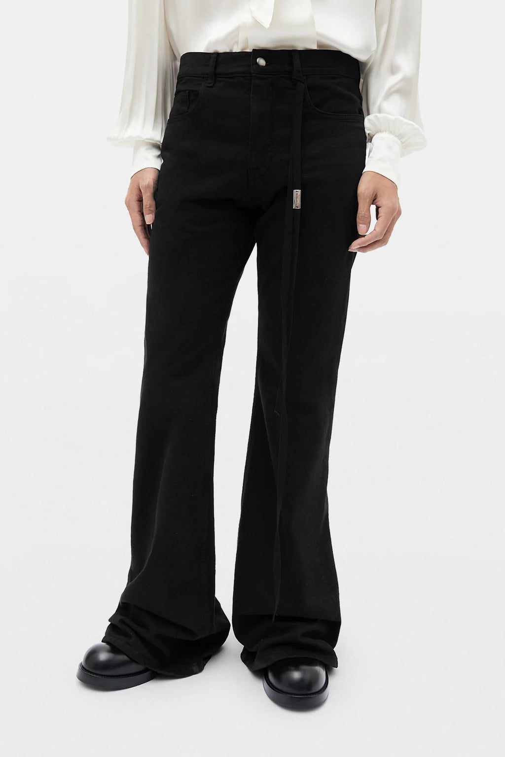 HAMO 5-POCKETS SLIM FIT BOOTCUT TROUSERS BLACK