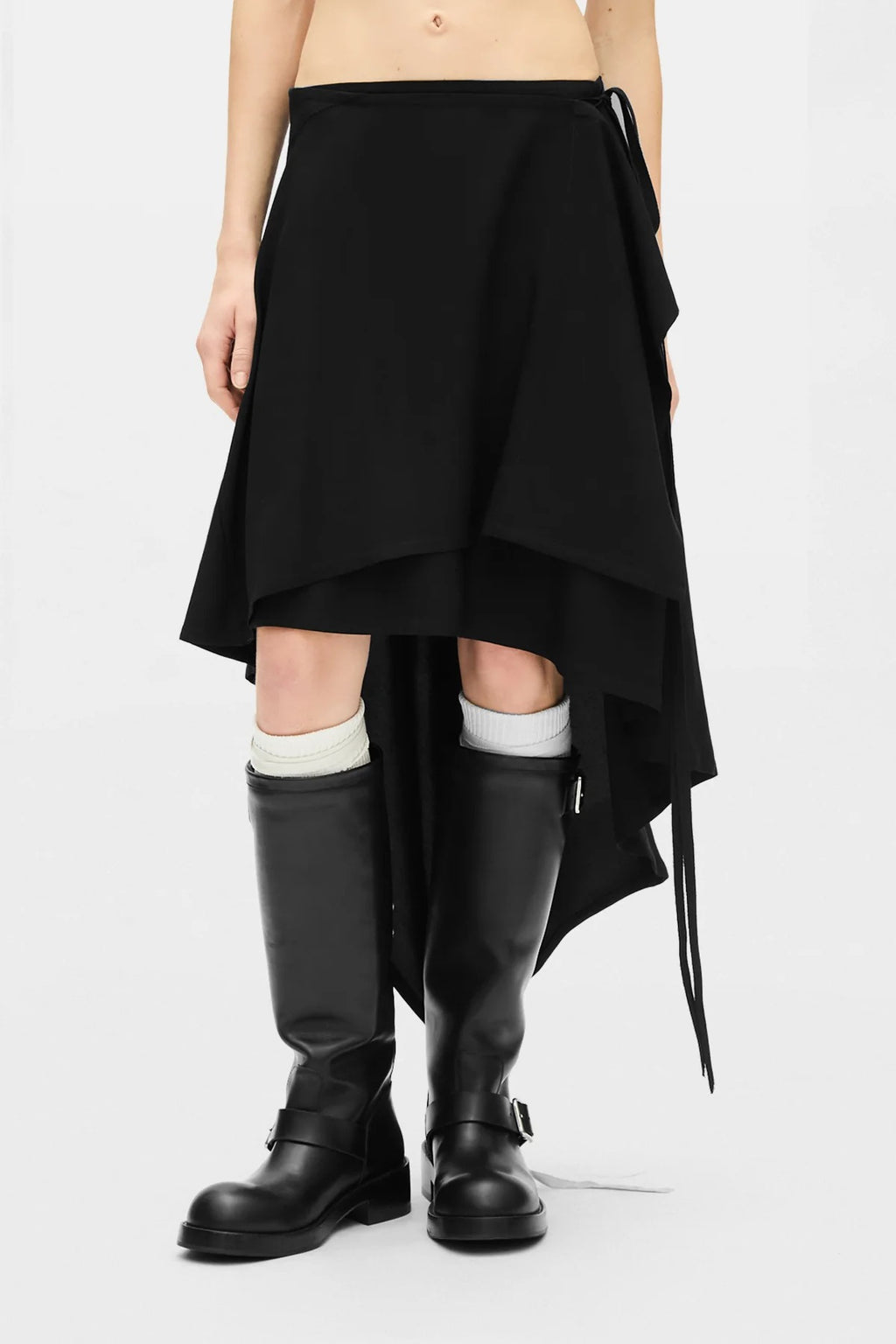 BIRIT ASYMMETRICAL WRAP SKIRT BLACK