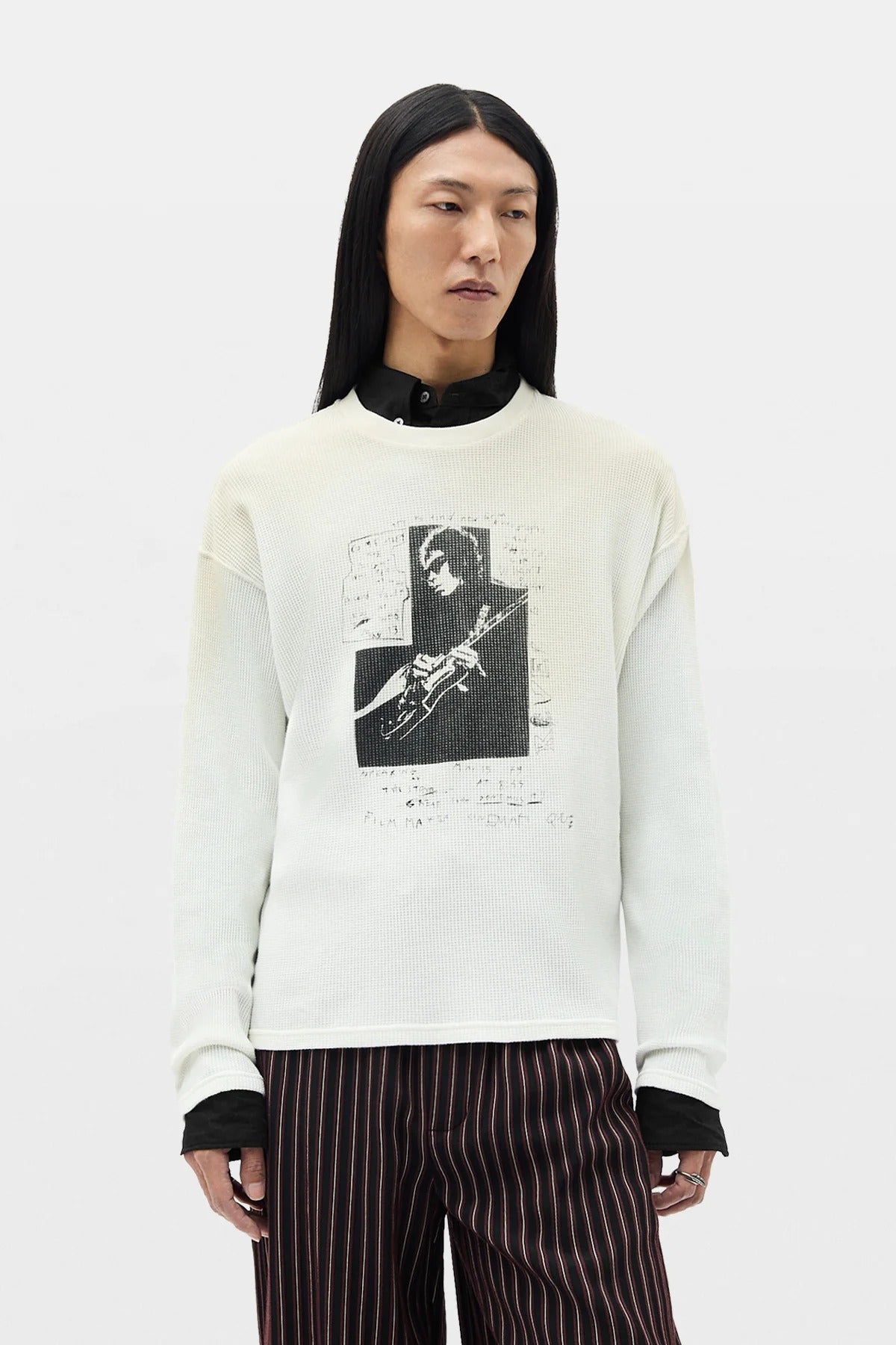 EMIL WAFFLE JERSEY T-SHIRT "THE NIGHT WHISPERS" PRINT CHALK