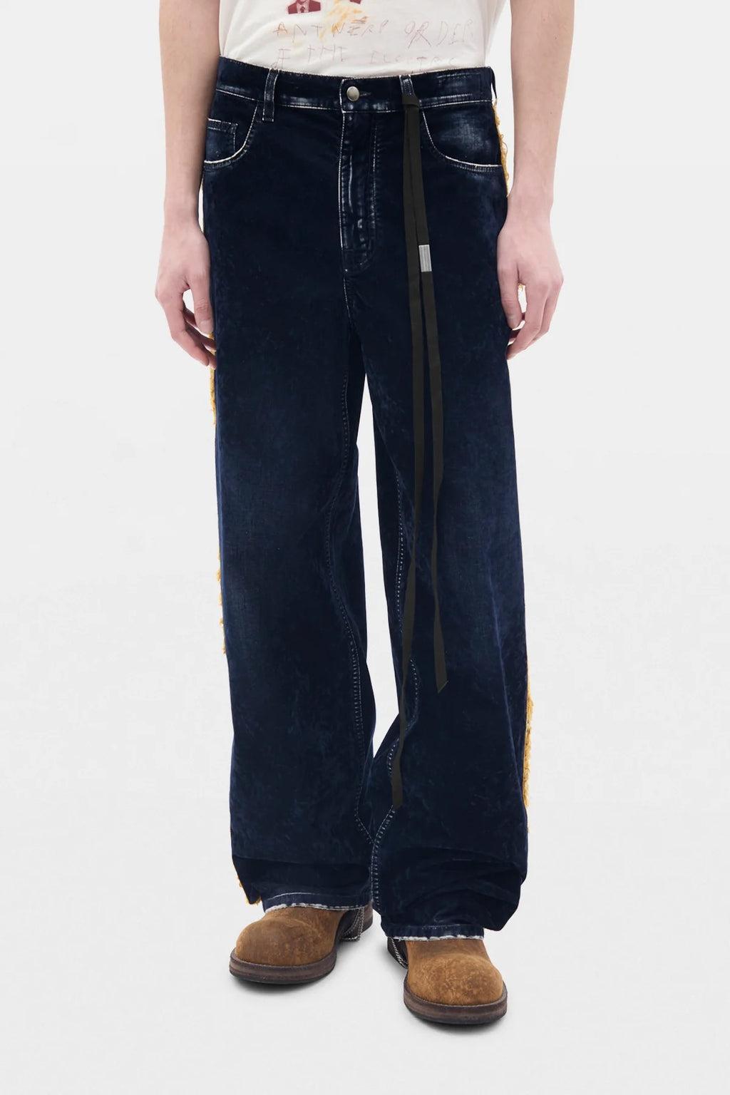 HANNO 5-POCKETS TROUSERS W/ SIDE BANDS NAVY