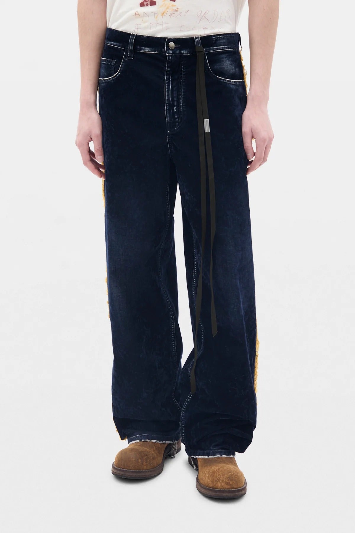 HANNO 5-POCKETS TROUSERS W/ SIDE BANDS NAVY