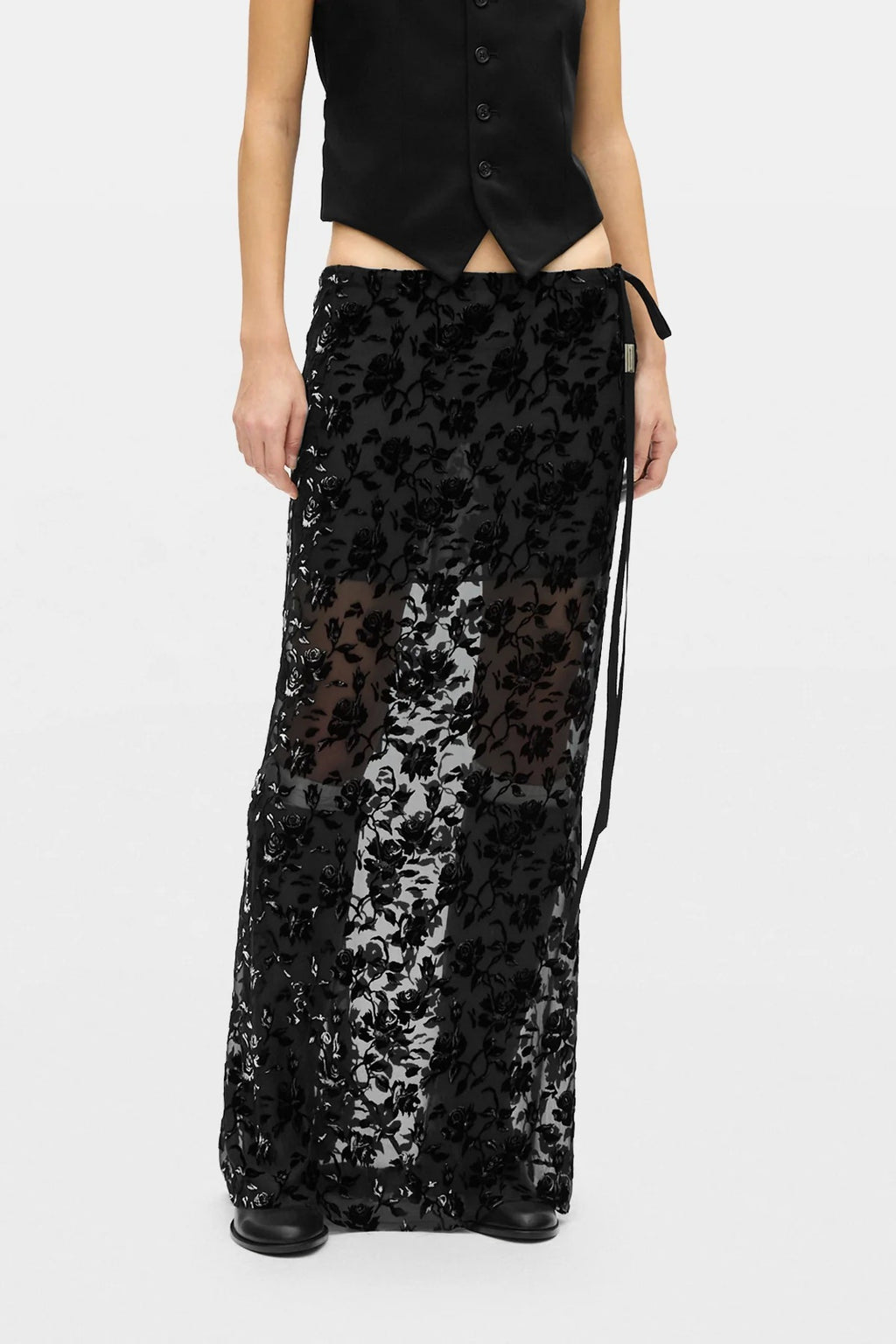 EVELINE BIAS SKIRT ROSES DEVORÉ VELVET