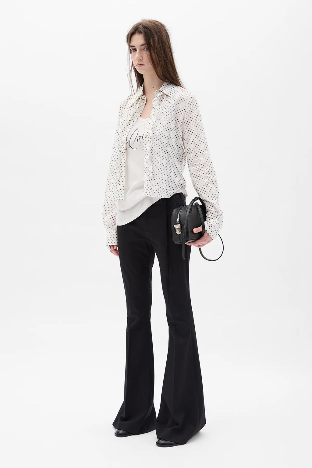 ADRI BOOTCUT TROUSERS COTTON TWILL BLACK