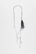 AFSAR BEADED NECKLACE WITH FEATHERS ANTIQUE SILVER