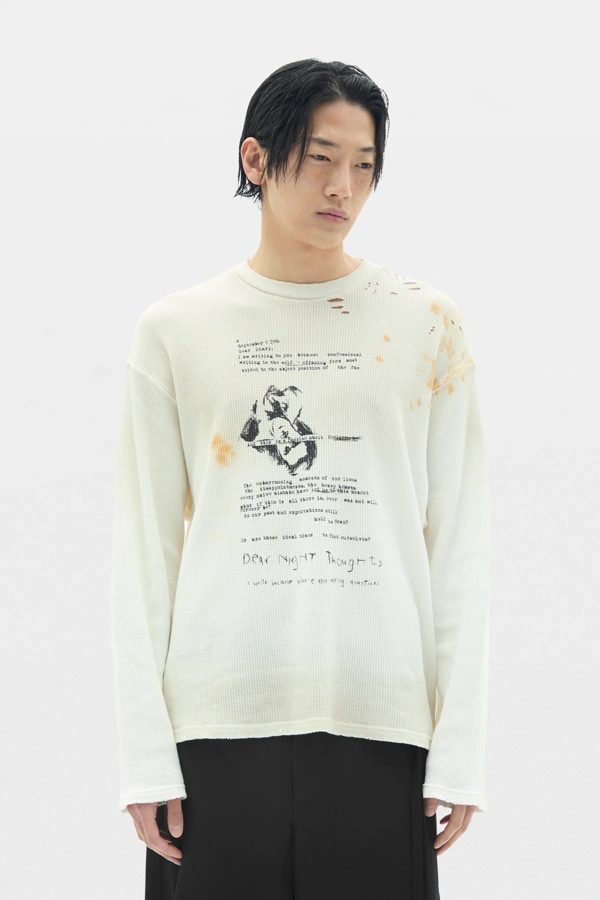 EMIL LONG SLEEVE T-SHIRT "DEAR DIARY" PRINT CHALK