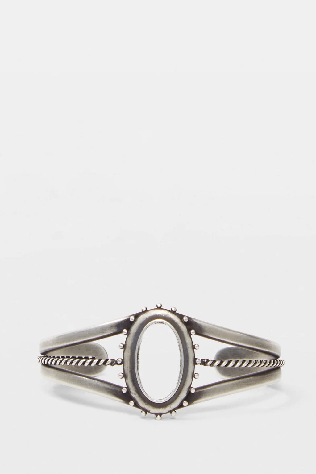 FERN TRASPARENT CABOCHON CUFF-BRACELET ANTIQUE SILVER