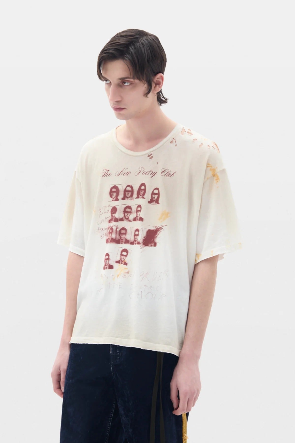 LU T-SHIRT W/ "NEW POETRY CLUB" PRINT CHALK